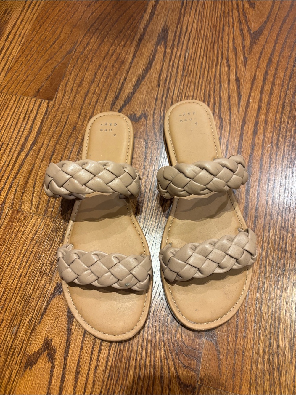 a new day Braided Double-Strap Slide Sandal in Taupe